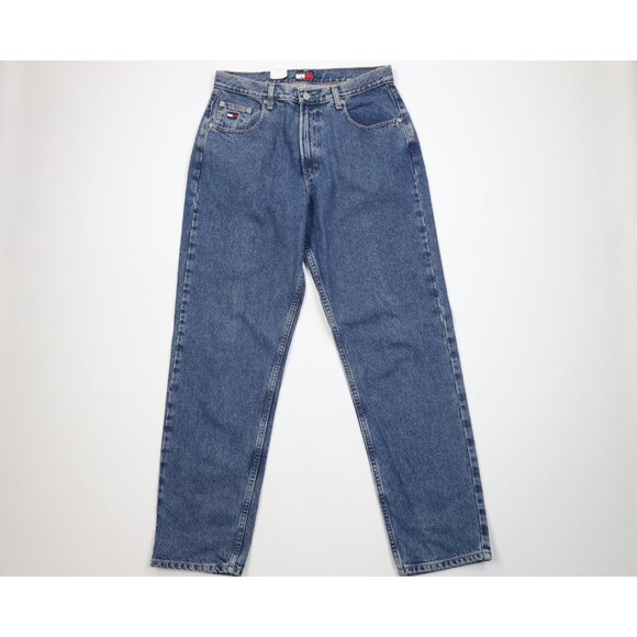 Deadstock Vintage 90s Tommy Hilfiger Womens 14 Long Classic Fit Denim Jeans Blue - Picture 1 of 12